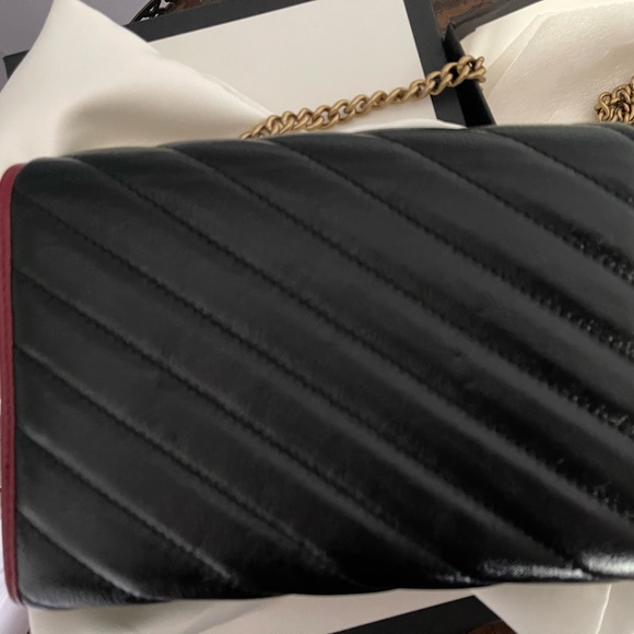 GUCCI New Marmont black red leather shoulder small bag,wallet on chain Authentic - Picture 13 of 13